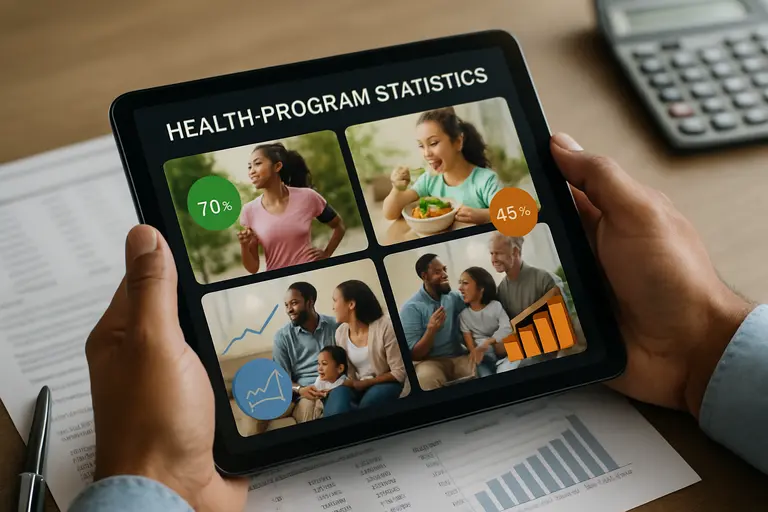 Care team discusses digital health data and billing notes in a clinic office