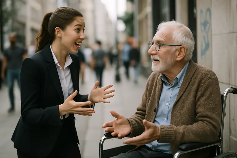 Community health worker discussing insurance papers with an older adult