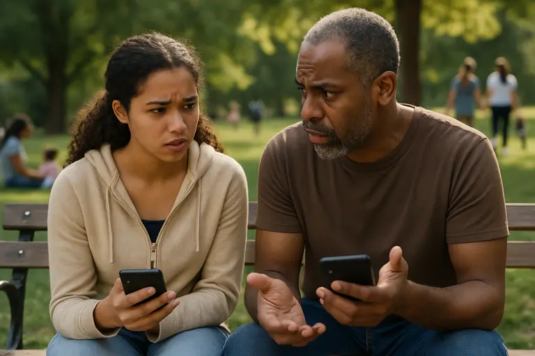 Family reviewing monthly bills and insurance statements together