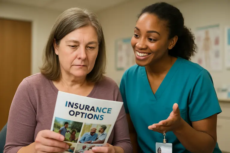 Notebook listing premiums, prescriptions, doctors, and visit costs