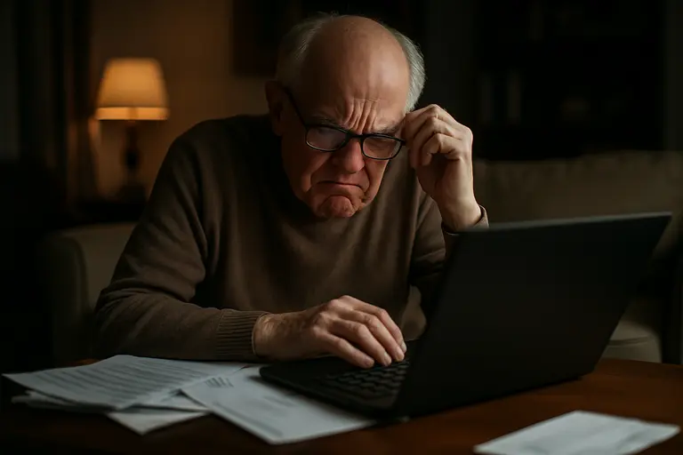 Older adult and caregiver discussing a phone reminder at a kitchen table