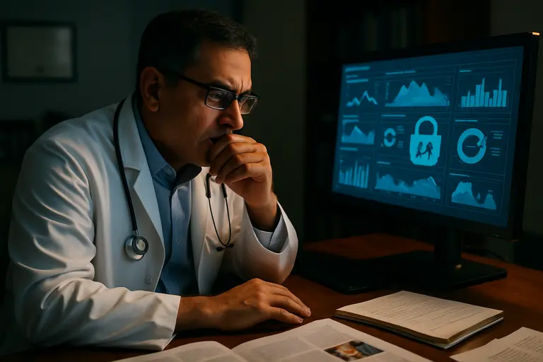 Patient using a tablet during a private telehealth visit