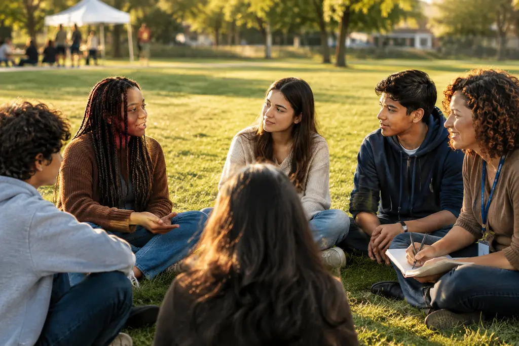 Youth behavioral health services discussion in a school counseling office